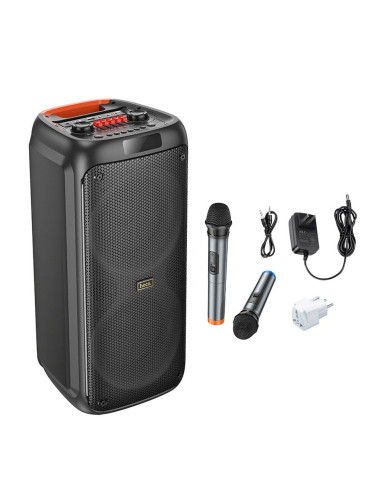 HOCO enceinte bluetooth + 2 x microphones sans fil HA7 noir