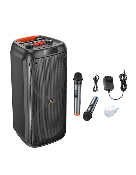 HOCO enceinte bluetooth + 2 x microphones sans fil HA7 noir