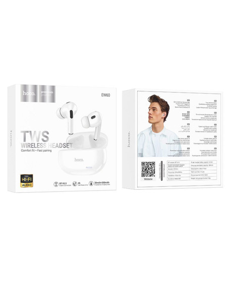 Écouteurs stéréo sans fil / bluetooth HOCO TWS Norman EW60 blanc
