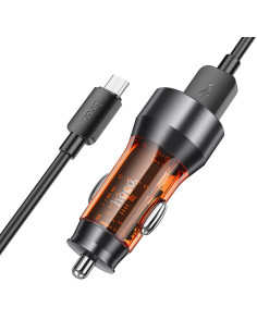 HOCO chargeur de voiture 2 x USB A + câble USB A vers Micro USB QC3.0 3A 36W NZ12 transparent orange 2