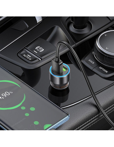 HOCO chargeur de voiture 2 x USB A + câble USB A vers Type C QC3.0 3A 36W NZ12 transpatent orange