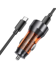 HOCO chargeur de voiture USB A + Type C + câble Type C vers Type C PD QC3.0 3A 43W NZ12A transparent orange 2
