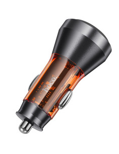 HOCO chargeur de voiture 2 x Type C avec écran PD QC3.0 3A 60W NZ12C transparent orange 2