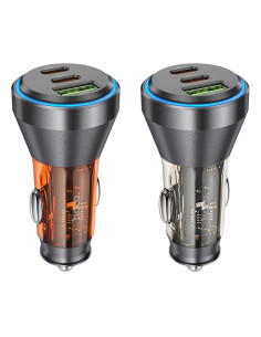 HOCO chargeur de voiture USB A + 2 x Type C PD QC3.0 3A 60W NZ12D transparent orange 2