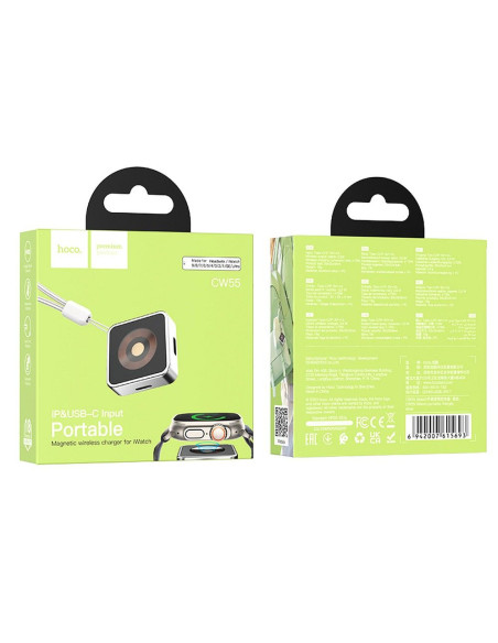 Chargeur inductif HOCO compatible avec l'Apple Watch 2.5W CW55 argenté