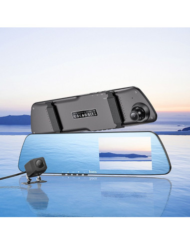 HOCO caméra voiture avec écran 4.5" sur rétroviseur + caméra arrière 1080P/30fps DV4 noir