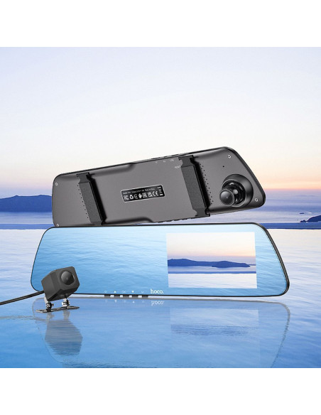 HOCO caméra voiture avec écran 4.5" sur rétroviseur + caméra arrière 1080P/30fps DV4 noir