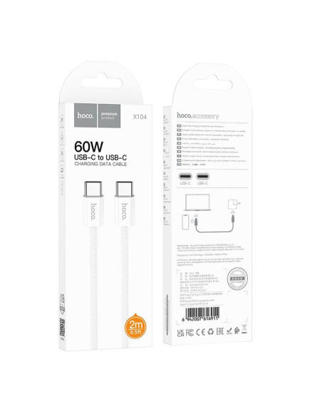 HOCO cable Type C to Type C PD QC3.0 3A 60W X104 2 m white