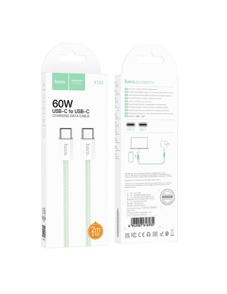 HOCO cable Type C to Type C PD QC3.0 3A 60W X104 2 m green