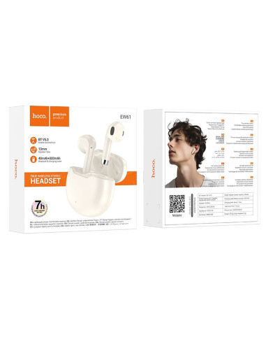 HOCO wireless earphones bluetooth TWS EW61 milky white