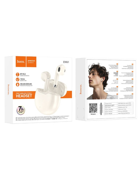 HOCO wireless earphones bluetooth TWS EW61 milky white