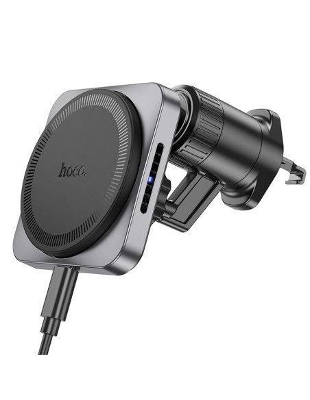 Support voiture à induction HOCO pour grille compatible avec MagSafe 15W HW15 noir gris