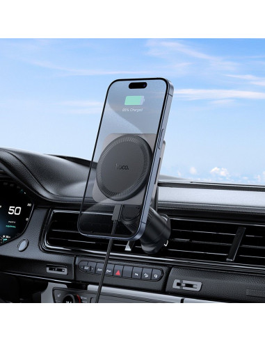 Support voiture à induction HOCO pour grille compatible avec MagSafe 15W HW15 noir gris