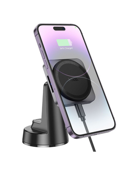 HOCO Support voiture à induction pour tableau de bord compatible avec MagSafe 15W HW16 noir gris