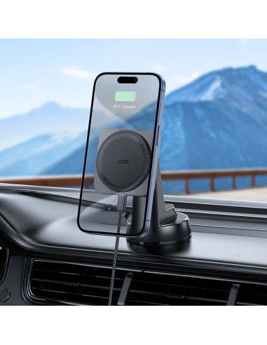 HOCO Support voiture à induction pour tableau de bord compatible avec MagSafe 15W HW16 noir gris