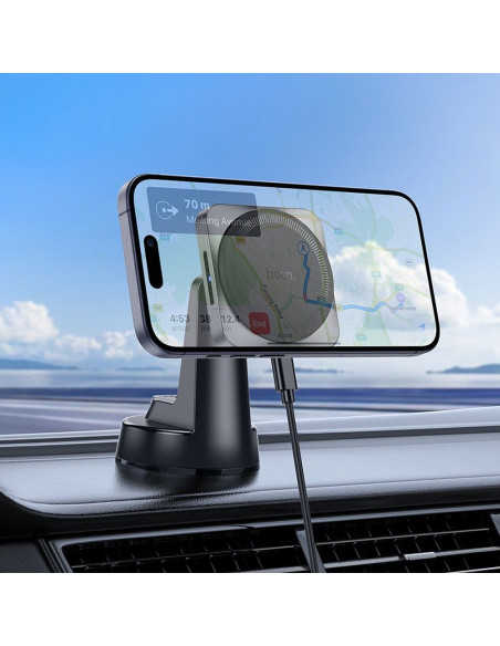 HOCO Support voiture à induction pour tableau de bord compatible avec MagSafe 15W HW16 noir gris