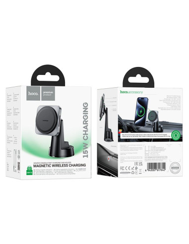 HOCO Support voiture à induction pour tableau de bord compatible avec MagSafe 15W HW16 noir gris
