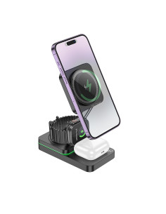 Chargeur inductif 3-en-1 HOCO compatible avec MagSafe 15W CQ10 noir