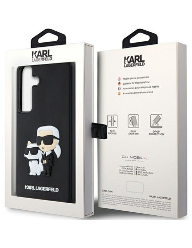 Véritable KARL LAGERFELD Case KLHCS24S3DRKCNK pour SAMSUNG S24 (3D RUBBER KC NFT) noir