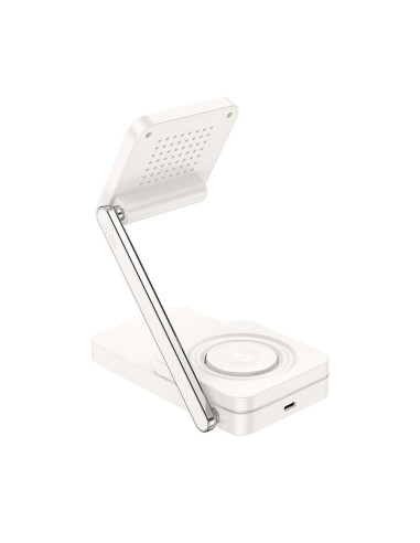 Chargeur inductif 3-en-1 HOCO compatible avec MagSafe 15W CQ10 blanc laiteux