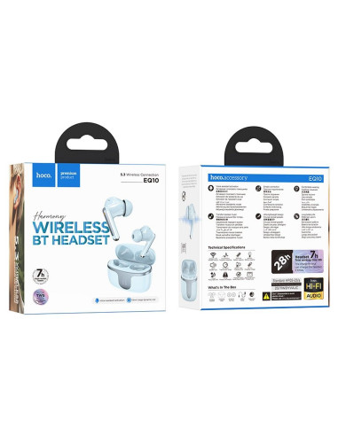 Écouteurs sans fil bluetooth HOCO TWS EQ10 bleu