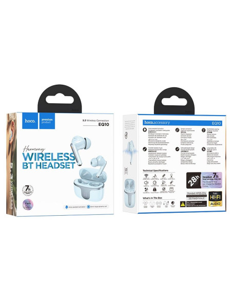 Écouteurs sans fil bluetooth HOCO TWS EQ10 bleu