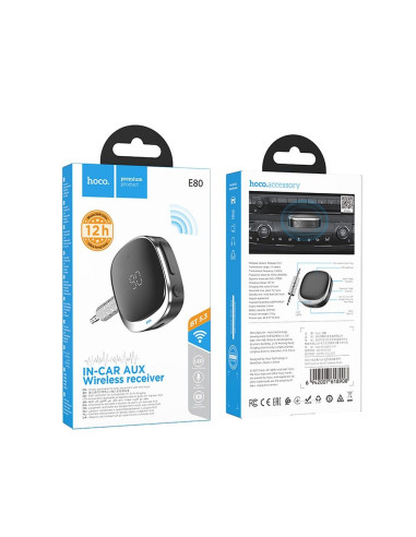 HOCO Adaptateur AUX Jack 3,5 mm BLUETOOTH avec écran E80 noir