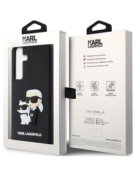 Véritable KARL LAGERFELD Case KLHCS24M3DRKCNK pour SAMSUNG S24 Plus (3D RUBBER KC NFT) noir