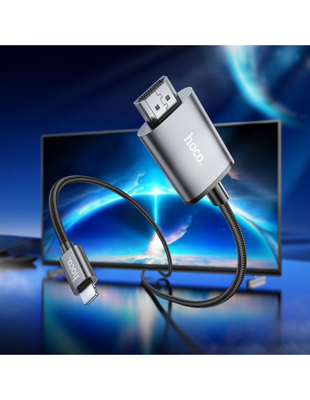 HOCO Câble Lightning vers HDMI 1080p UA27 2m gris acier