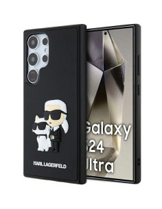 Véritable KARL LAGERFELD Case KLHCS24L3DRKCNK pour SAMSUNG S24 Ultra (3D RUBBER KC NFT) noir