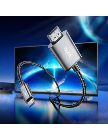 Câble HOCO Type C vers HDMI 4K 30Hz UA27 2m gris acier
