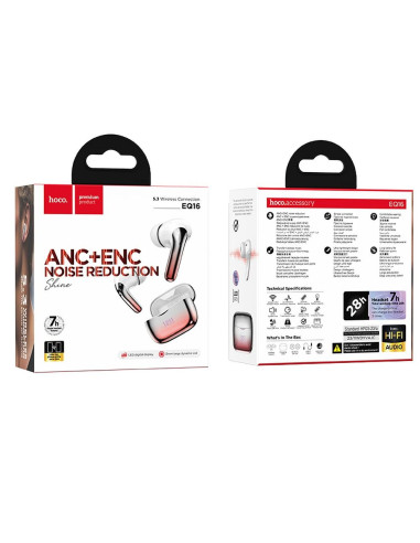 Écouteurs sans fil bluetooth HOCO TWS ANC+ENC EQ16 rouge