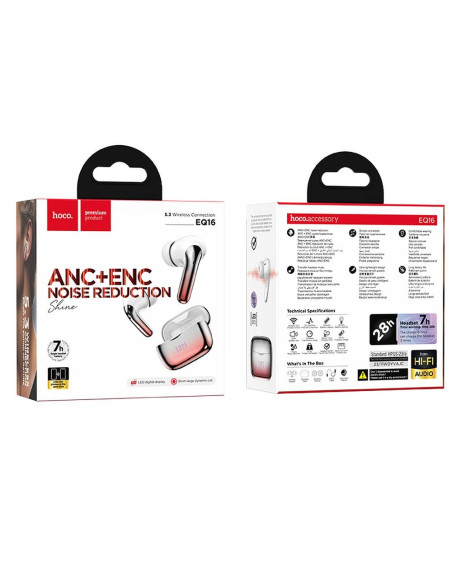 Écouteurs sans fil bluetooth HOCO TWS ANC+ENC EQ16 rouge