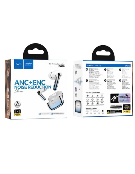 Écouteurs sans fil bluetooth HOCO TWS ANC+ENC EQ16 bleu