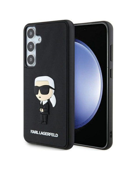 Véritable KARL LAGERFELD Case KLHCS24S3DRKINK pour SAMSUNG S24 (3D RUBBER IKONIK NFT) noir