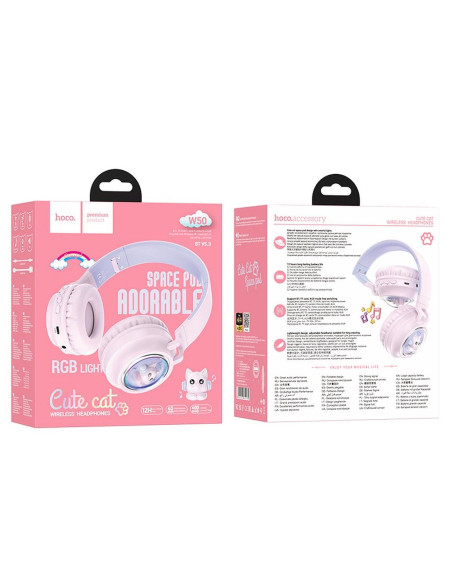 HOCO wireless headphones W50 pink