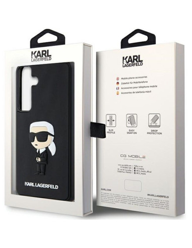 Véritable KARL LAGERFELD Case KLHCS24M3DRKINK pour SAMSUNG S24 Plus (3D RUBBER IKONIK NFT) noir