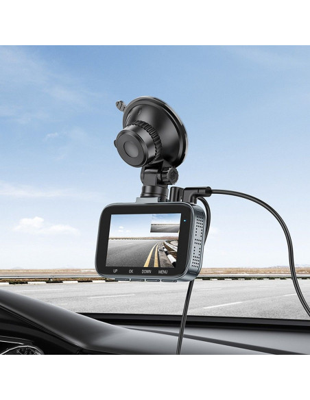HOCO caméra voiture avec écran 3" + caméra arrière DV6 1080P/30fps gris acier