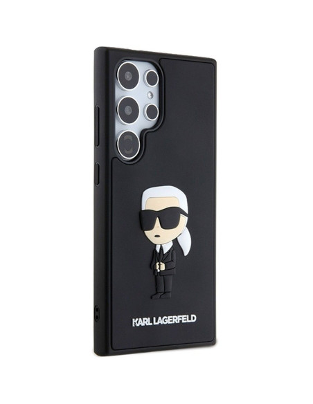 Véritable KARL LAGERFELD Case KLHCS24L3DRKINK pour SAMSUNG S24 Ultra (3D RUBBER IKONIK NFT) noir
