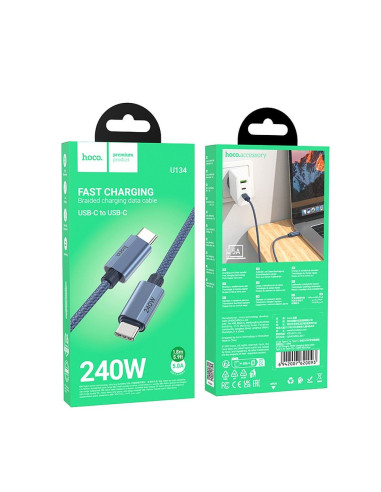 Câble HOCO Type C à Type C PD QC3.0 5A 240W U134 1,8 m bleu foncé