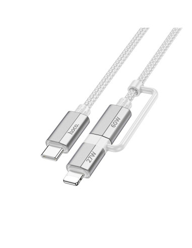 HOCO Câble 2-en-1 Type C vers Type C / Lightning U134 1,2 m gris