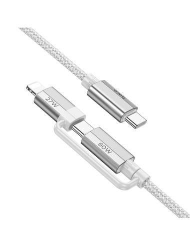 HOCO Câble 2-en-1 Type C vers Type C / Lightning U134 1,2 m gris