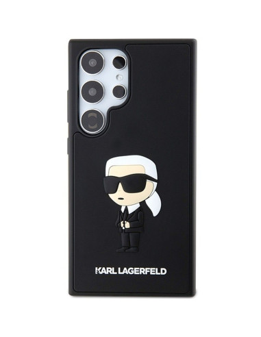Véritable KARL LAGERFELD Case KLHCS24L3DRKINK pour SAMSUNG S24 Ultra (3D RUBBER IKONIK NFT) noir