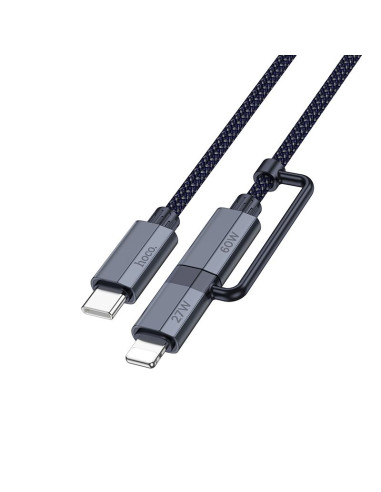HOCO Câble 2-en-1 Type C vers Type C / Lightning U134 1,2 m bleu foncé