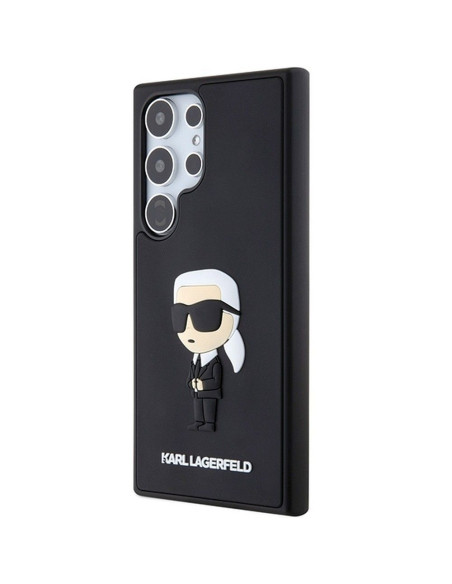 Véritable KARL LAGERFELD Case KLHCS24L3DRKINK pour SAMSUNG S24 Ultra (3D RUBBER IKONIK NFT) noir