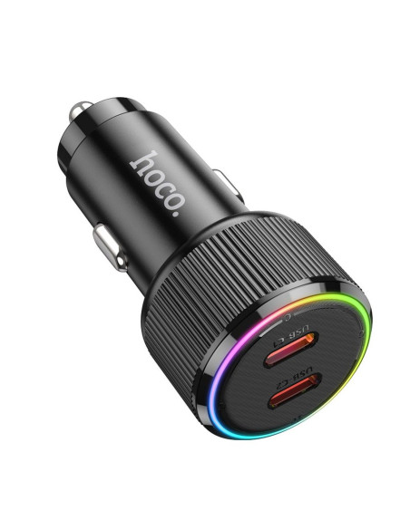 Chargeur de voiture HOCO 2 x Type C QC PD 50W NZ14B noir