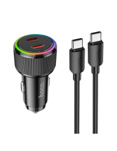 HOCO chargeur de voiture 2 x Type C QC PD 50W + câble Type C vers Type C NZ14B noir