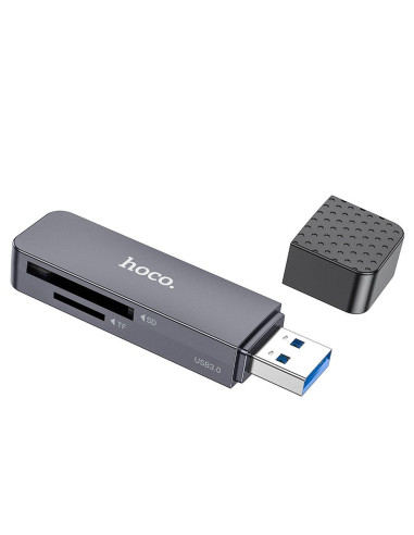 HOCO lecteur de cartes mémoire 2en1 USB A 2.0 HB45 gris