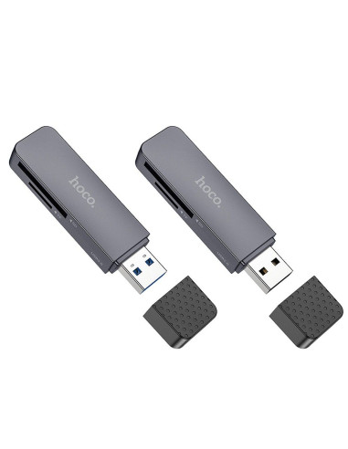 HOCO lecteur de cartes mémoire 2en1 USB A 2.0 HB45 gris