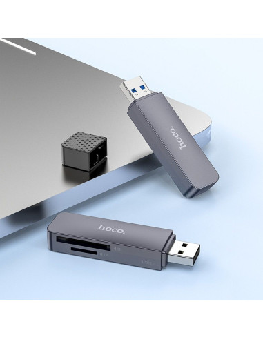HOCO lecteur de cartes mémoire 2en1 USB A 2.0 HB45 gris